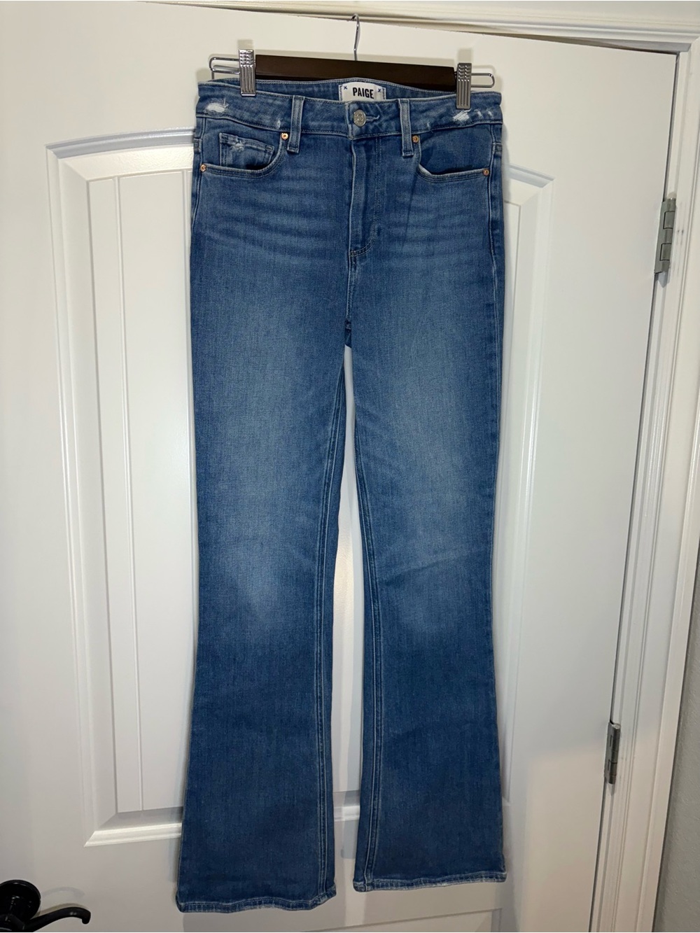 PAIGE Medium Blue Flare Jeans - Classic Wash